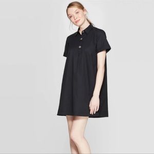 Who What Wear Black Short Sleeve Shirtdress